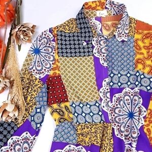 Lina Multicolored Button Down Top Sz L